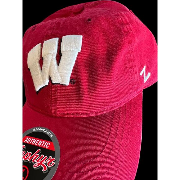UW Wisconsin Badgers Zephyr Embroidered Cotton Adjustable Strap Red Hat Cap NCAA - Picture 9 of 12